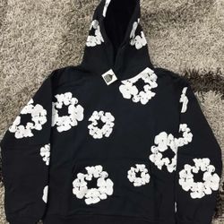Black And White Denim Tear Hoodie Size Large