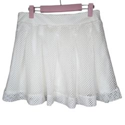 Banana Republic White Mesh Lace Pleated Fit Flare Skirt