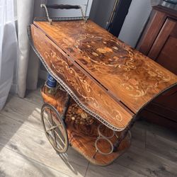 Antique 1900’s Italian Inlaid Bar / Tea Cart