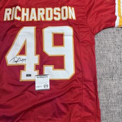 Tony Richardson Autographed/Signed custom Jersey - Schwartz Sports Coa KC Chiefs
