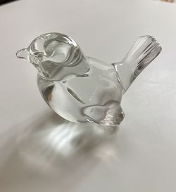 Vintage 1980s Fenton Bird Figurine Paperweight Clear Crystal Glass 3"