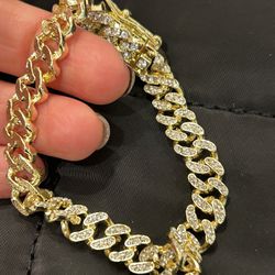 gold plated iced bracelet