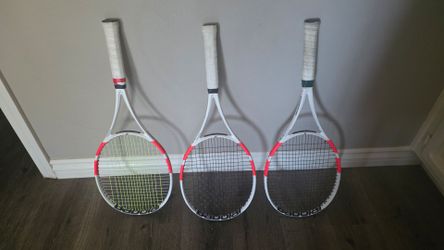 Set of 3 matching Near New Babolat Pure Strike 98 16x19 4 1/4 grip trade or sell tennis racquet