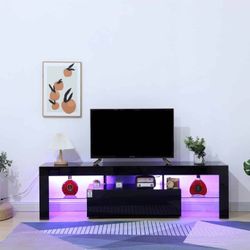 Tv STAND Black Whit Led Light 