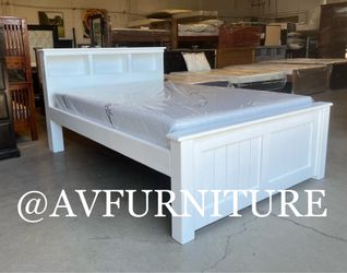 White Full Bed and Foam Mattress
