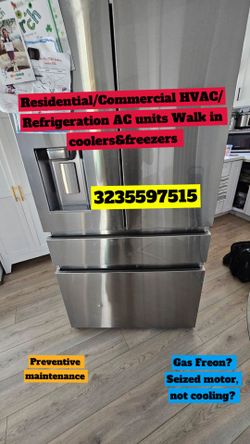 HVAC/Refrigeration Commercial&Residential Walk In Coolers Freezers Commercial refrigerators Commercial freezers Central AC Domestic Residential Refrig