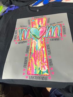 Mom Cross Heat Transfer DTF Printed tshirt