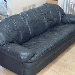 Genuine Leather Sofa Black  Made In Italy 