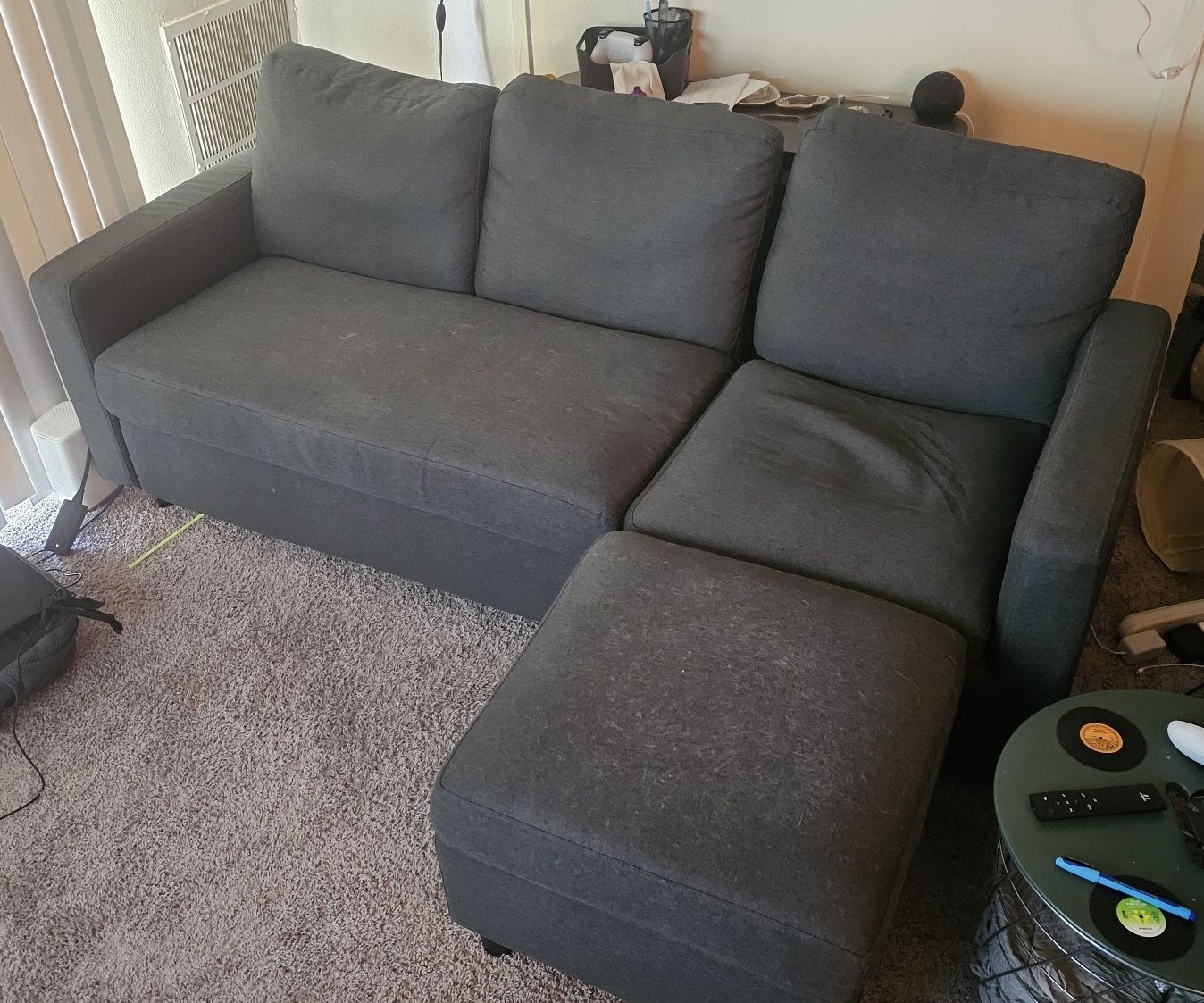 HONBAY Convertible Sectional Sofa, L Shaped Couch with Reversible Chaise for Small Space, Black