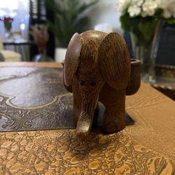 1950 Vintage Teak Wood Elephant Toothpick Holder