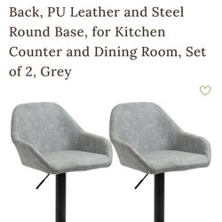 2 Gray Bar Stools With Backs