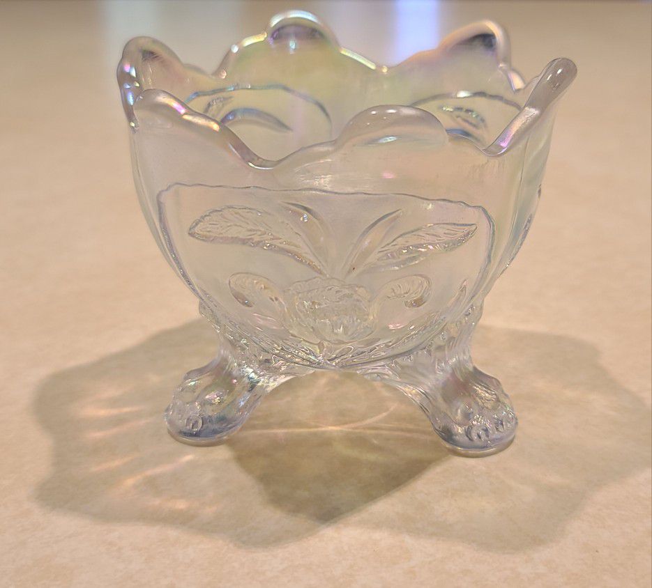 Beautiful Vintage Imperial Irradesant Glass Footed Candle Holder