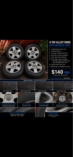 VW Alloy Rims with Michelin Tires – Set of 4
