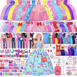 342 Pcs Doll Clothes and Accessories with Doll