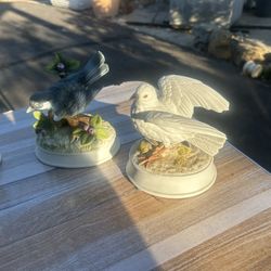 4 Item  3 Vintage Gorham porcelain bird music box