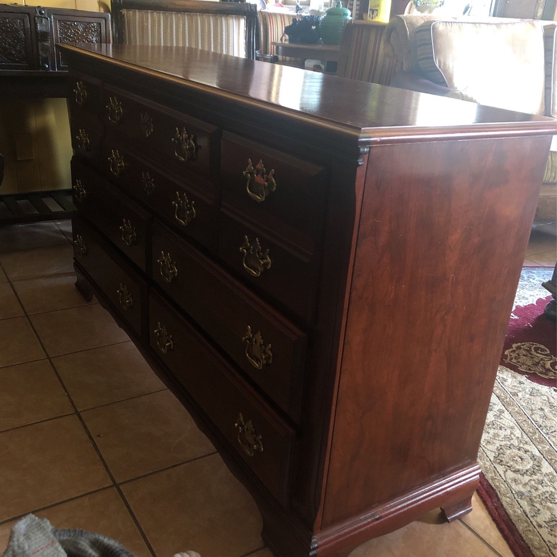Brown Dresser With Nightstand And Mirror