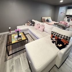 Cream Sherpa Couch