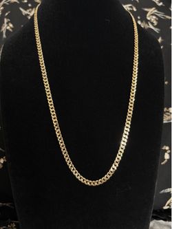 4 mm shiny Cuban link gold chain