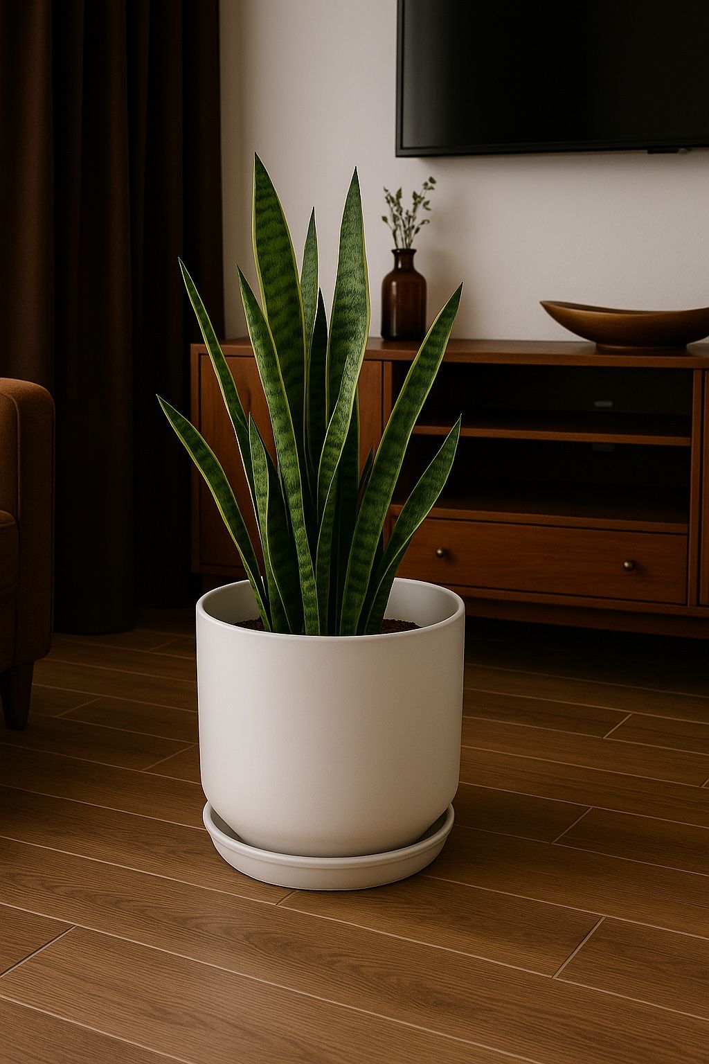 12β White Ceramic Plant Pot with Drainage & Saucer