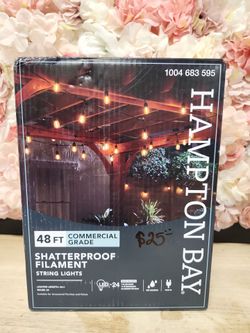Hampton Bay
24-Light 48 ft. Indoor/Outdoor Plug-In Filament LED S14 Edison Bulb String-Light
