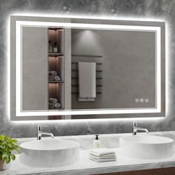 🔥new inbox🔥55x36 Inch LED Bathroom Mirror with Lights, 3 Colors Dimmable LED Vanity Mirror