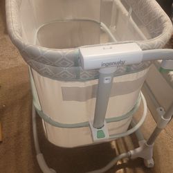 Baby Ingenuity bassinet/crib. Grows with baby can lift mattress up for younger and down for older.
