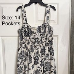 Long Floral Dress - Size 14 W/ Pockets
