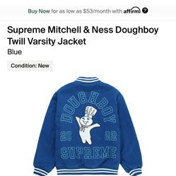 Supreme Mitchell & Ness Doughboy Varsity Jacket Blue XL