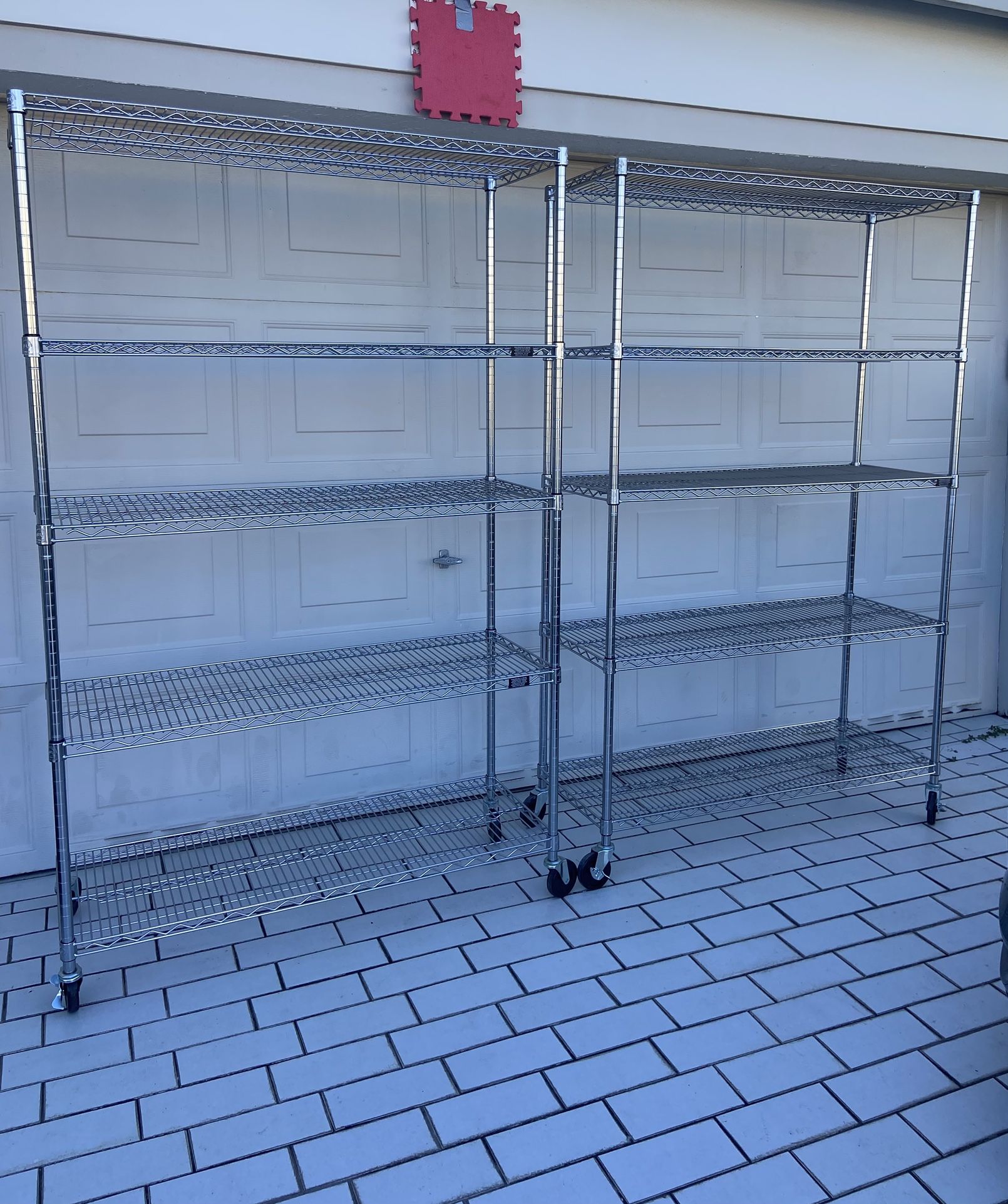 Shelf organizer, 5 adjustable levels, 4 wheels, like new, H74”, Deep18”, W48”, see description 👇👇