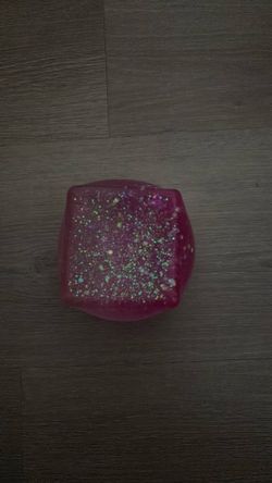 Pink glittery ice cube squishy