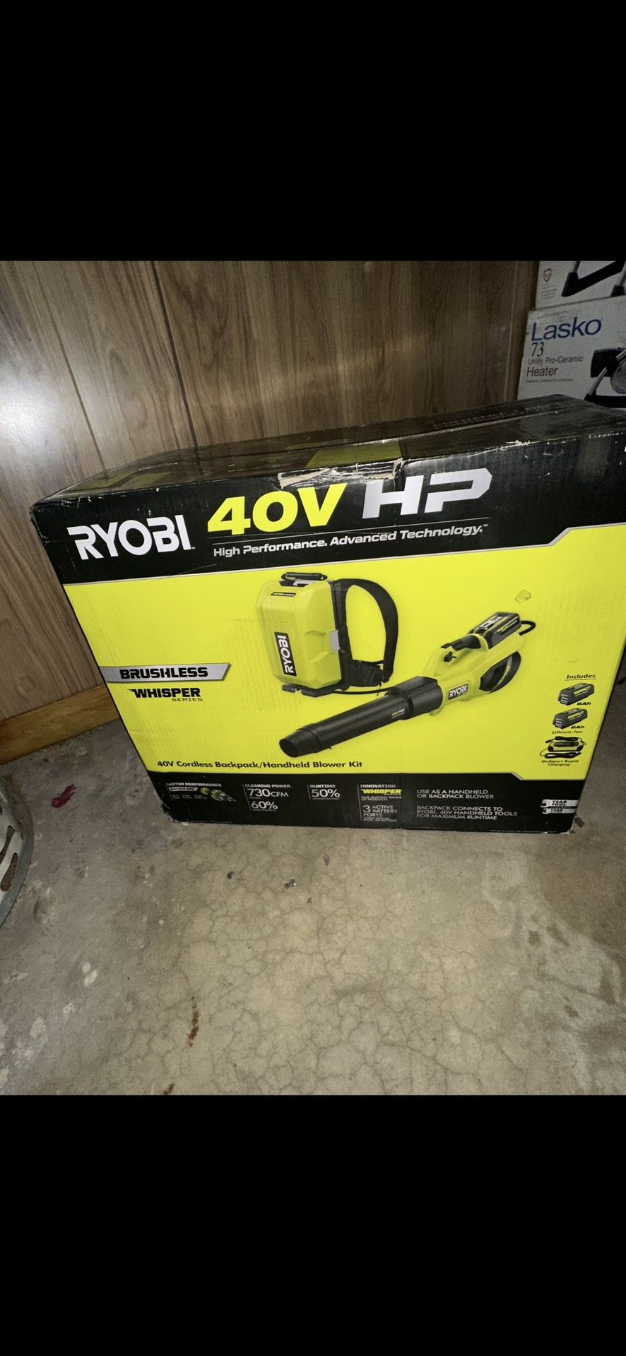 40V HP Brushless Whisper Series 190 MPH 730 CFM Leaf Blower and Backpack Battery w/ (2) 6.0 Ah Batteries & Charger