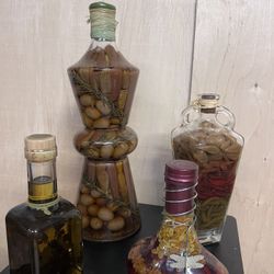 Decorative Infused Oil & Vinegar Bottles -- Kitchen Décor Set (5)