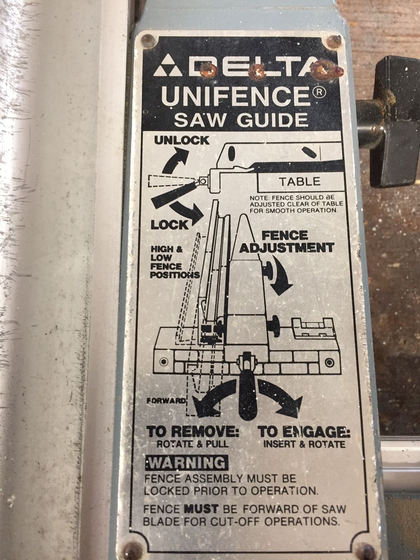 Delta Unifence saw Guide