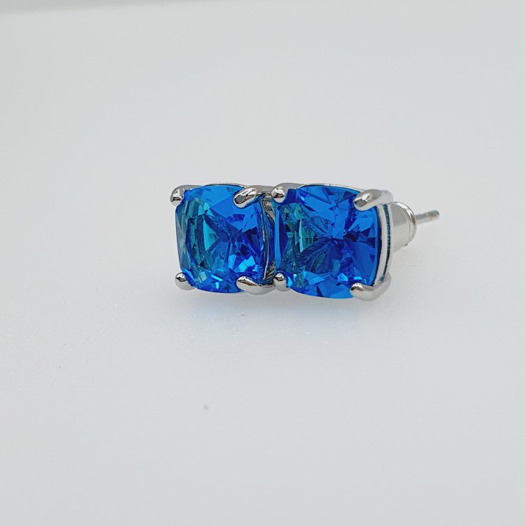 "Classic Square Stud Earrings Blue CZ Earrings For Women, HA4276

