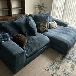 Antique Blue Corduroy Sofa – Good Condition, Vintage Style - New Brunswick, NJ
