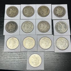 Lot Of 13 Morgan Silver Dollars 