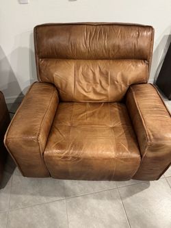 Power leather recliner