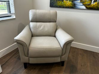 Light Gray Leather Power Recliner Chair