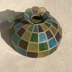 Vintage Tiffany Style Stained Textured Glass Handing Light Shade