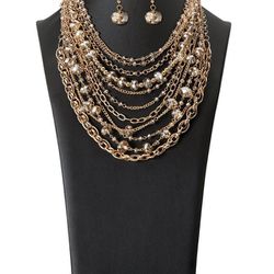 GOLD MULTI LAYER TIER NECKLACE 