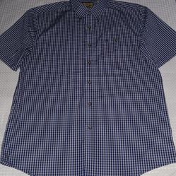 Wrangler Western Blue Plaid Short Sleeve Button Down Shirt Men's Size Large $10