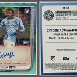  Seymour Reid 2025 Topps Chrome MLS  Chrome Autographs Aqua Refractor /199