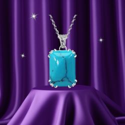 925 Sterling Silver Turquoise, Gemstone Pendant [PEN115]