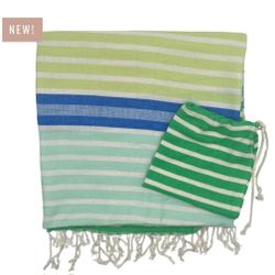FEELGOODZ SHORELINE TURKISH TOWEL XL WITH DRAWSTRING BAG- "CAPE COD"- Brand New With Tags 