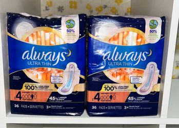Always Ultra Thin Overnight Pads   $7.00 each