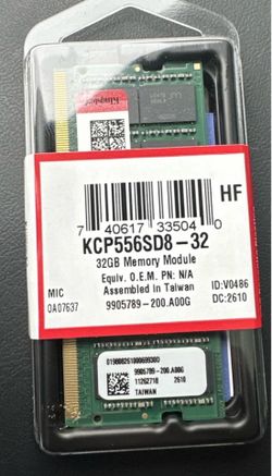 Kingston 32GB 5600MHz ( 2X 32 GB=64GB ) DDR5 PC5-44800 Non-ECC  CL46 262-Pin SoDimm  KCP556SD8-32