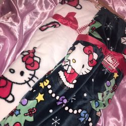 HELLO KITTY Christmas 2pc Throw Blanket