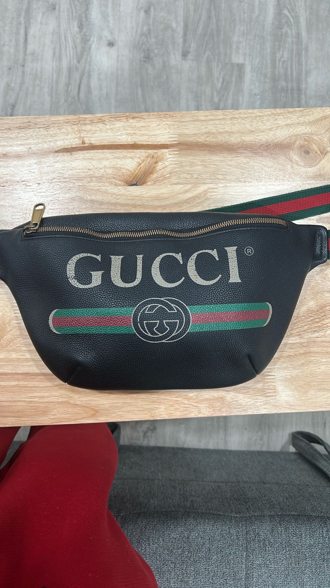 Gucci Vintage Logo Print Leather Belt Bag “Black”