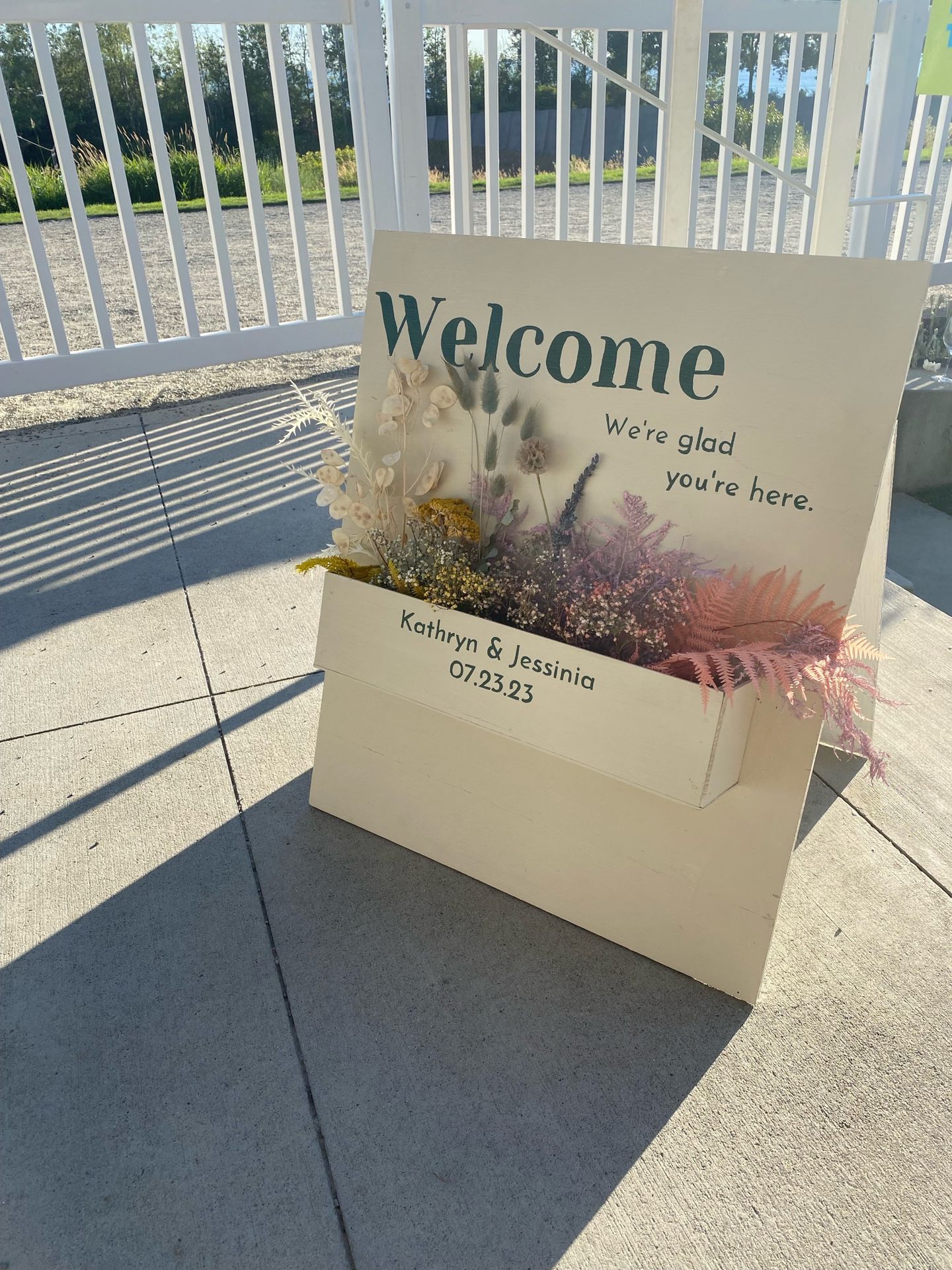 Rainbow Dried Flower Box Wedding Welcome Folding Sign - Name Changed!