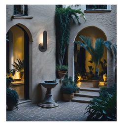 Outdoor Wall Sconce, Modern LED Exterior Wall Lamp, Waterproof Aluminum Wall Mounted Fixture, 10W 3000K Warm Light, Minimalist Black Lighting for Porc